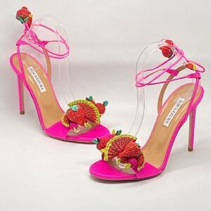 Aquazzura 105MM Floral Strawberry Sandals size 39